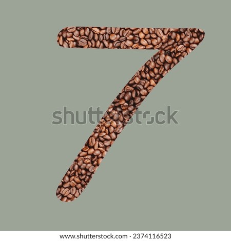Numbers with coffee bean texture