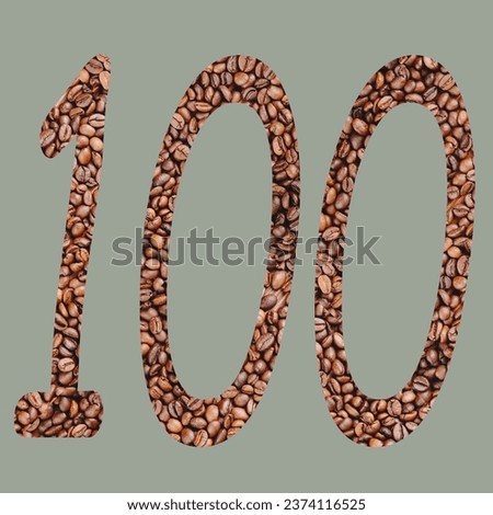 Numbers with coffee bean texture