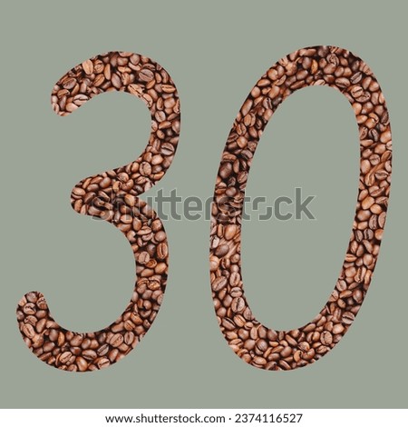 Numbers with coffee bean texture