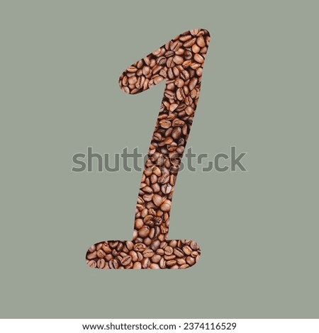 Numbers with coffee bean texture