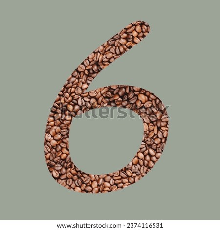 Numbers with coffee bean texture