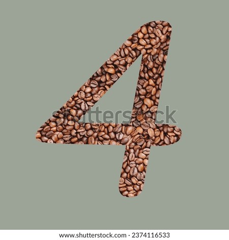 Numbers with coffee bean texture