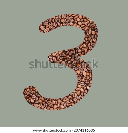 Numbers with coffee bean texture