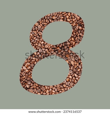 Numbers with coffee bean texture