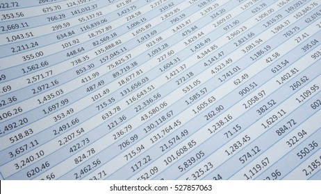 Numbers on a spreadsheet in columns and rows facing left - Shutterstock ID 527857063