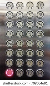 The numeric control panel in the elevator.