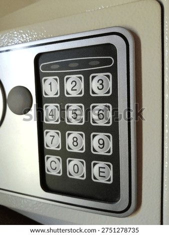 Numeric keypad with electronic number of security box.