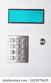 Numeric keypad panel with screen and button
