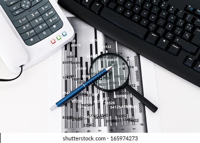 Numerical and graphical data simulating a financial study