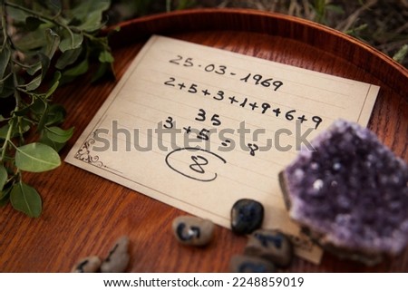 Numerology Numbers Concept. Numerology Calculate Life Path and Destiny Numbers. Stock photo © 