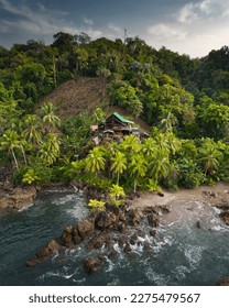Nuqui choco jungle forest rock ocean beach colombian pacific coast pristine natural lanscape aerial nature palm trees and mountains - Shutterstock ID 2275479567