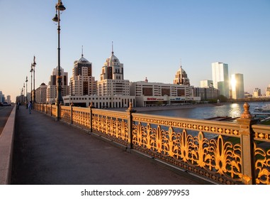 Nur Sultan,Kazakhstan - 05-04-2017:View Of The Sary-Arka Bridge Over The Ishim River