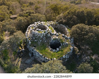 Nuraghe Majori old ancient buildings built by the mysterious Nuragic civilisation in Sardinia, Italy