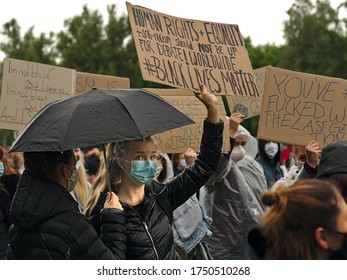 Nuremberg, Bavaria, Germany -June 6, 2020: Black Lives Matter And Anti-Racism Protests In Nuremberg. George Floyd's Murder In Police Custody Sparked 5000 Protesters To Speak Out Against Racism