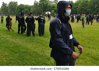 Nuremberg, Bavaria, Germany -June 6, 2020: Black Lives Matter And Anti-Racism Protests In Nuremberg. George Floyd's Murder In Police Custody Sparked 5000 Protesters To Speak Out Against Racism