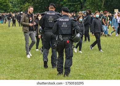 Nuremberg, Bavaria, Germany -June 6, 2020: Black Lives Matter And Anti-Racism Protests In Nuremberg. George Floyd's Murder In Police Custody Sparked 5000 Protesters To Speak Out Against Racism