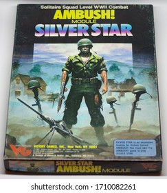 Nuremberg, Bavaria, Germany - March 22, 2020: A Very Rare Table Top Game Called Ambush From Victory Games. Published In The 1980s This Game Has A Cult Following Until This Day And Age.