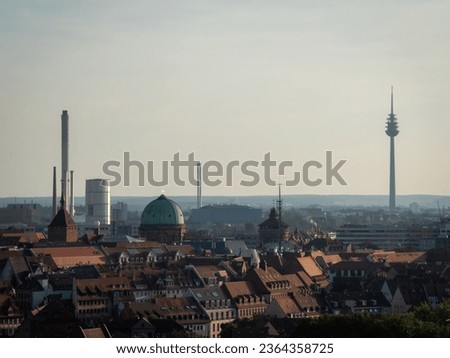 Nuremberg - city overview with sunset light