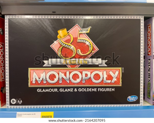 Nuremberg, Germany\
- June 4, 2022: 85 years anniversary edition Edition of Monopoly\
showing The Logo, The classic trading game from Hasbro was first\
introduced to America in 1935.\
