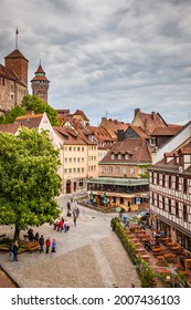 Nuremberg, Germany - May 17, 2016:  Square In The Old Town Of Nuremberg. Landmark Of The City, Cityscape