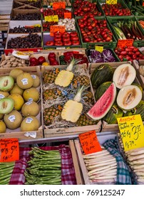 NUREMBERG, GERMANY - NOV 4, 2017: Fruits in Nuremberg city market 