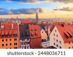 Nuremberg, Germany. View of the old town from Nuremberg Castle. Franconia, Bavaria.