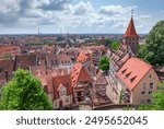 Nuremberg old town aerial panoramic view, Bavaria, Germany