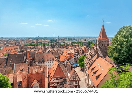 Nuremberg old town aerial panoramic view, Bavaria, Germany
