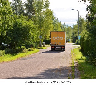 Nurmijarvi, Finland -08-30-2022: ODA Grocery Delivery Truck Delivering Order From Central Logistics Center In Vantaa