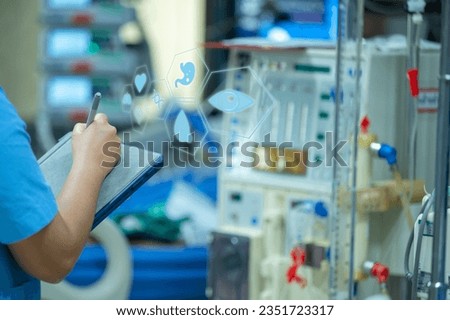 A nurse is checking the function of internal organs such as brain, liver, kidney, heart, reproductive organs, DNA, stomach, pancreas.