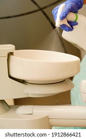 The Nurse Disinfects The Equipment In The Dental Office