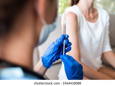 Nurse Giving Patient A Vaccine Inner Arm. 