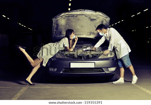 The nurse helps\
the doctor with car repairs