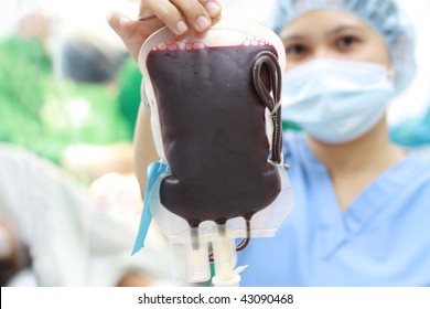 Nurse Holding A Fresh Donor Blood For Transfusion.narrow DOF