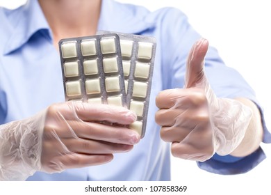 Nurse Holding Stop Smoking Gum