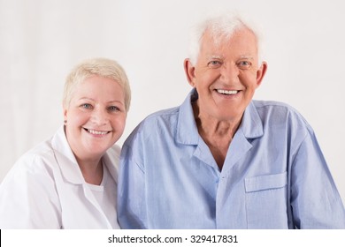 Nurse And Old Man Are Very Happy 