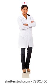 Nurse With An Old Style Hat Smiling - Isolated Over White