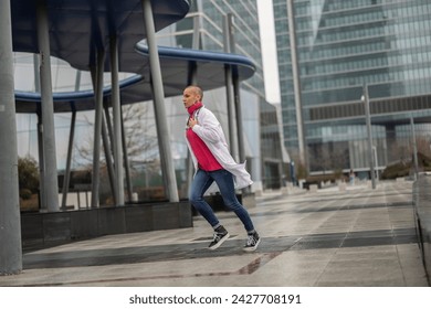 Nurse running outside a hospital - emergency - Powered by Shutterstock