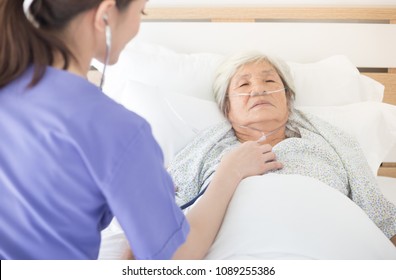 Nurse Screening Old Asian Patient , Elderly Health Check Up , Palliative Care