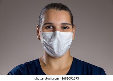 Nurse Smiling And Wearing Respirator Mask