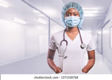 Nurse with stethoscope in hospital
