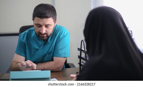 A Nurse Takes Patient Information At The Hospital. Nursing And Patients. Aleppo, Syria 22 March 2022