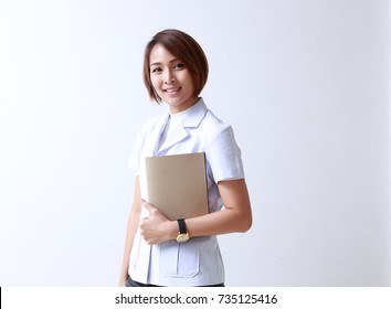 Nurse, Women, Asian And Indian Ethnicities, White Background.