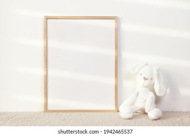Nursery Photo Frame Mockup With White Bunny