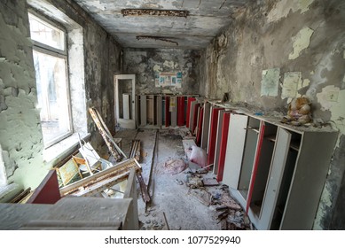 Nursery school in abandoned Pripyat city in Chernobyl Exclusion Zone, Ukraine