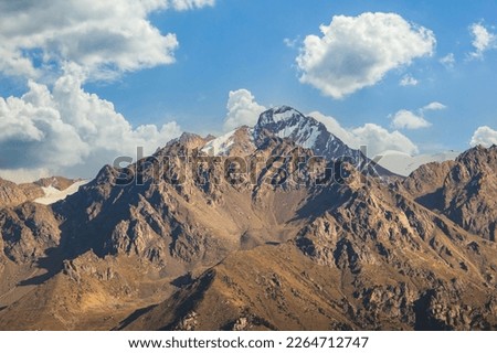 Nursultan Peak or Komsomol Peak. Mountains of Trans-Ili Alatau Tian Shan, Kazakhstan, Almaty.