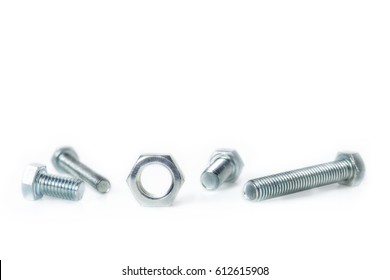 Nut And  Bolts On White Background, One Size Does Not Fit All Concept