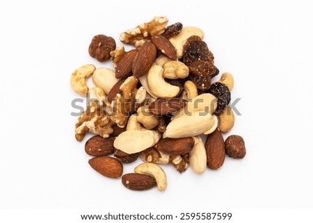 Nut kernel mixture cropped against a white background