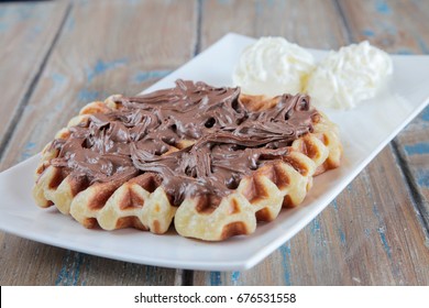 Nutella Waffle With Whipped Cream 