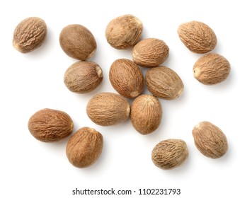 Nutmeg Spice Isolated On The White Background